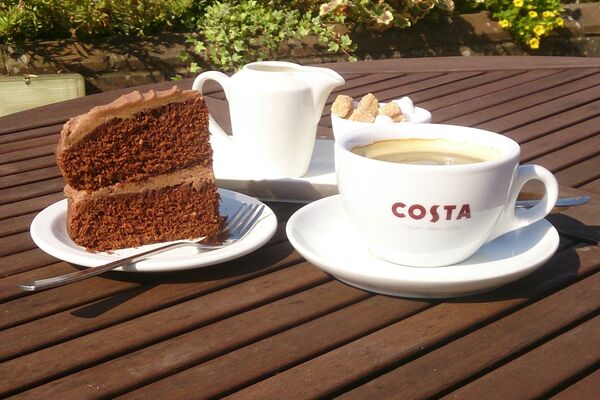 Costa coffee and cake