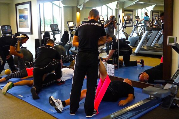 #caption-191 Stretching area at the gym